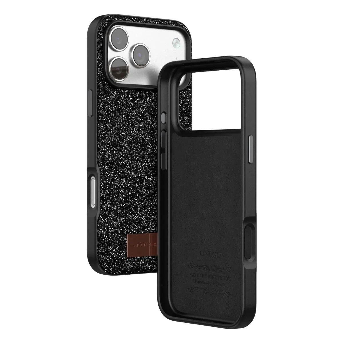 Onegif Apple İphone 17 Pro Bright Simli Kapak - Siyah görsel 3