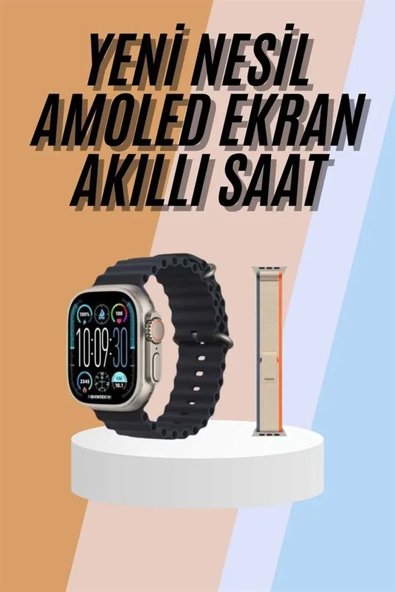 49mm Akıllı Saat Amoled Ekranlı Kadın Erkek Kol Saati Plastik Kordon görsel 2