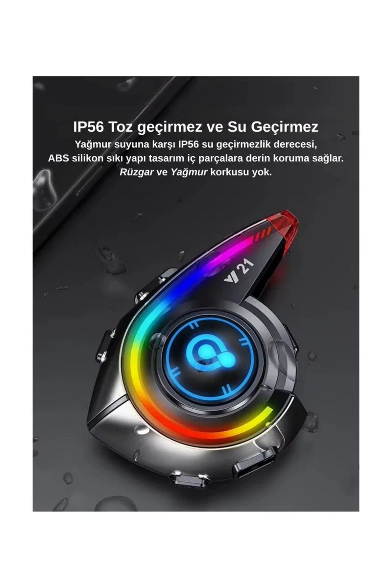 Y21 Rgb Işık Efektli Intercom Bluetooth Motosiklet Kask Kulaklığı Intercom Kulaklık görsel 5