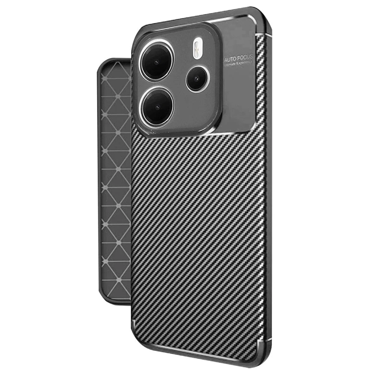 Xiaomi Redmi Note 14 4g Kılıf Auto Focus Karbon Kapak - Siyah görsel 2