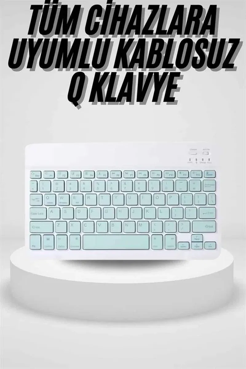 Uyumlu Kablosuz Bluetooth Şarj Edilebilir Mini Q Klavye görsel 2