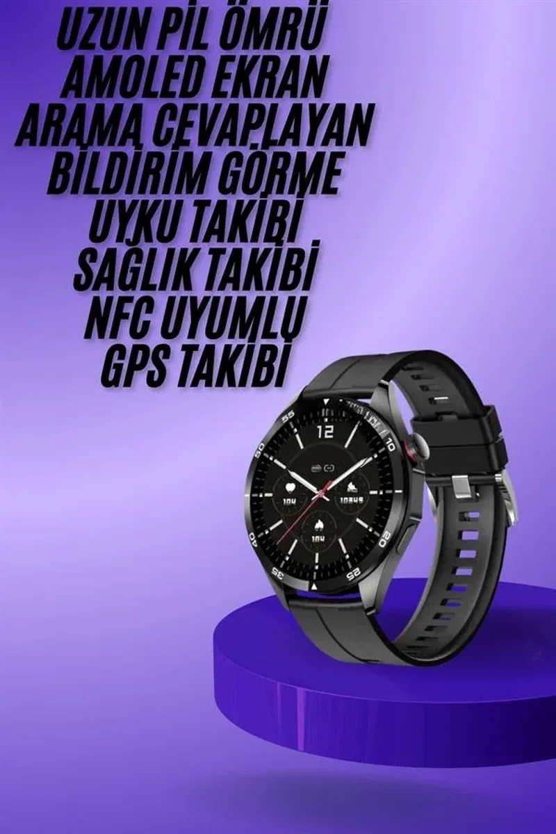 Amoled Ekran 3 Kordonlu Akıllı Saat 5. 0 Bluetooth Bağlantılı Android ve İOS Uyumlu