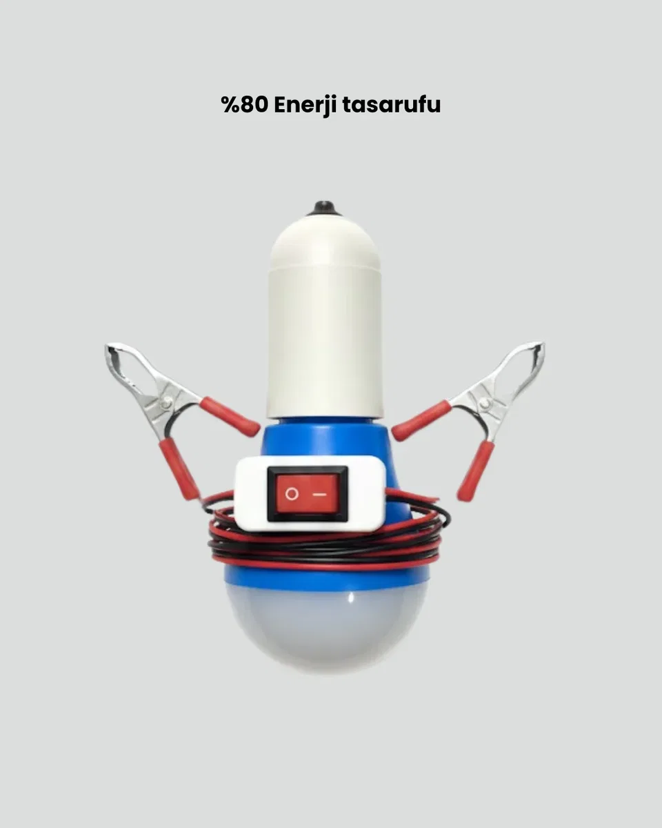 12V LED Ampul Timsah Kıskaçlı Taşınabilir Aydınlatma görsel 2