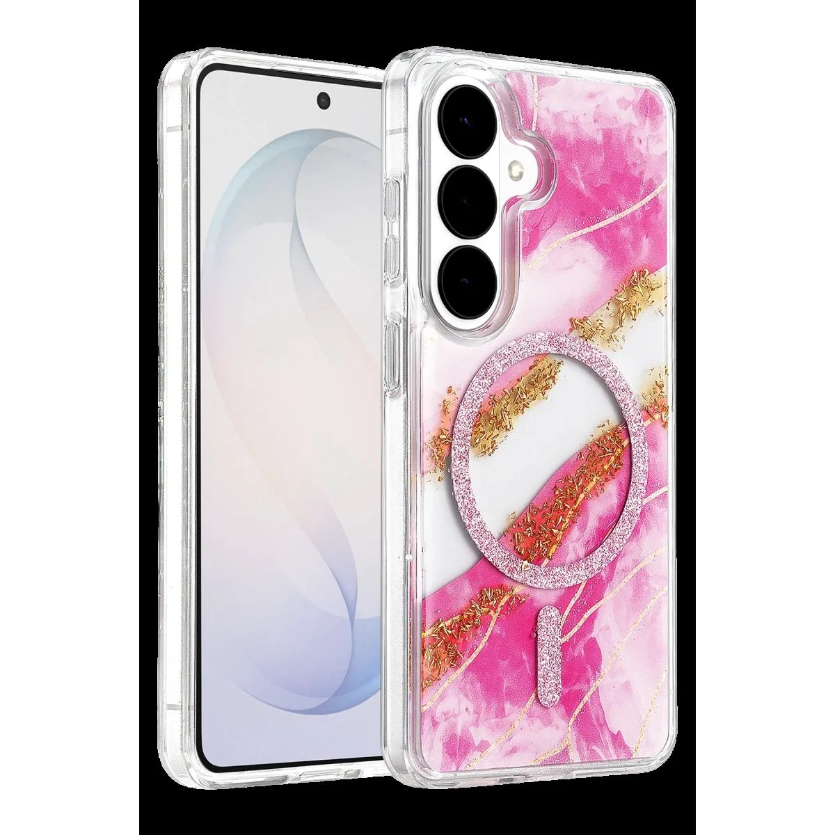 Onegif Samsung Galaxy S26 Lotus Simli Magsafe Kapak - Pembe