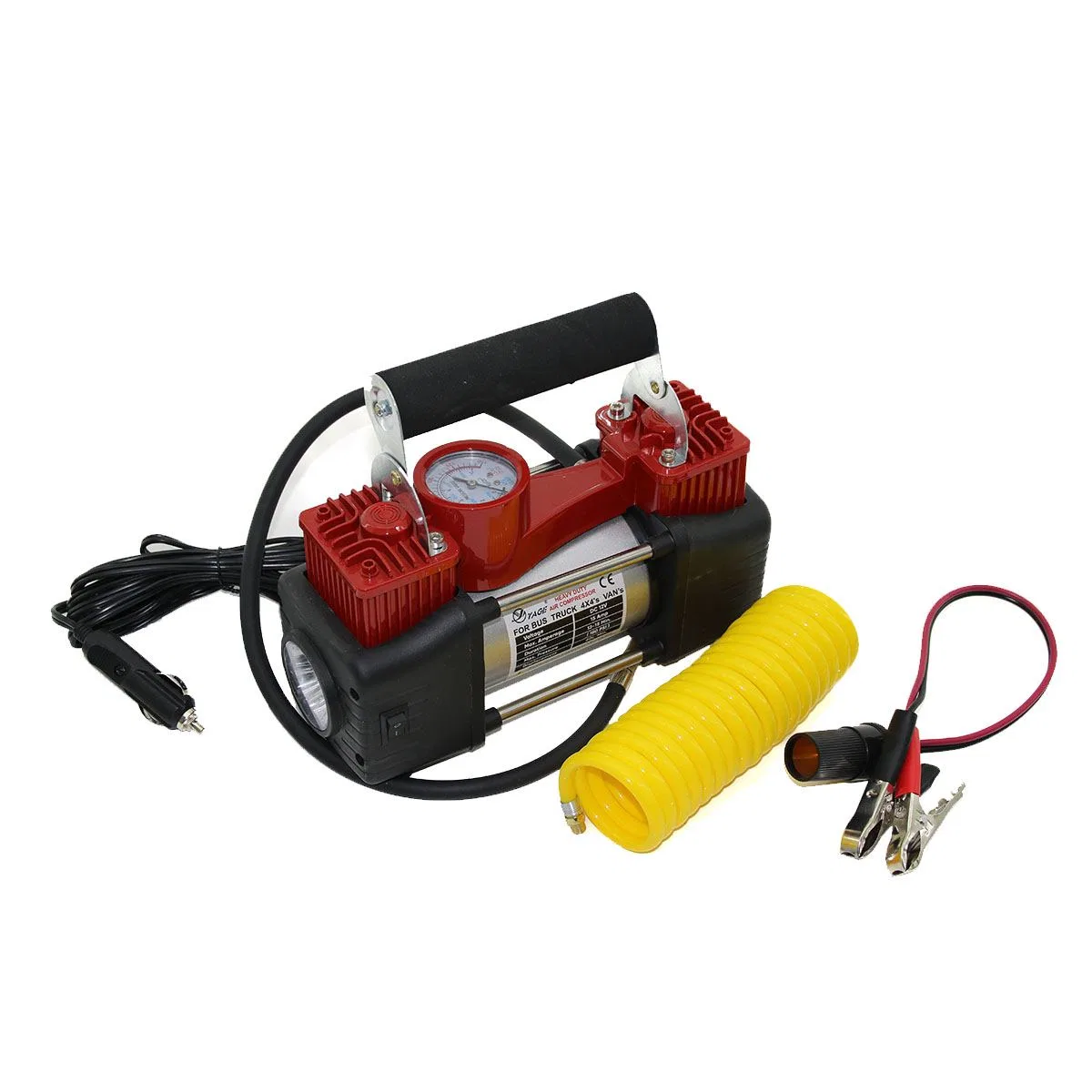 Çift Silindir 12V Oto Hava Kompresörü 150 PSI - Fenerli, Bar Göstergeli görsel 2