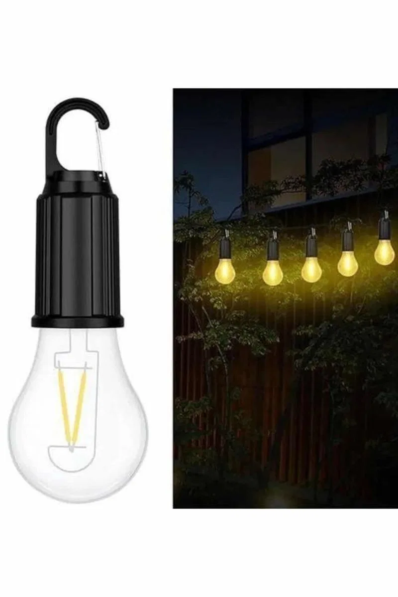 Şarjlı Dekoratif Kamp Lambası Askılı Ampul Led Işık Type-c Girişli görsel 3