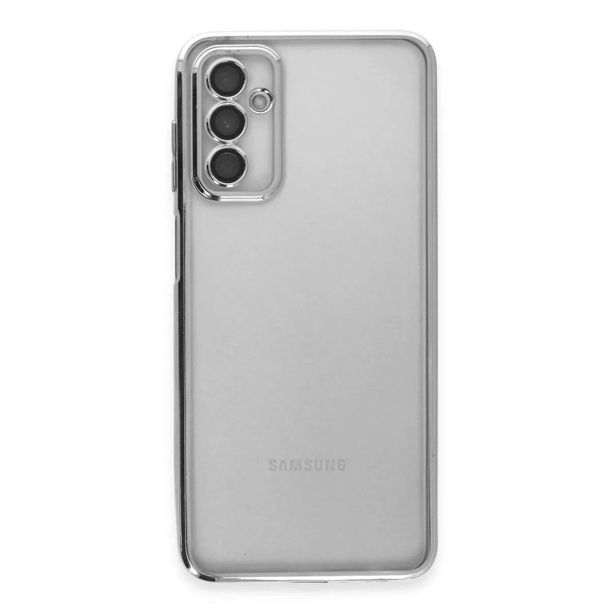 Samsung Galaxy M23 Kılıf Razer Lensli Silikon - Gümüş görsel 2