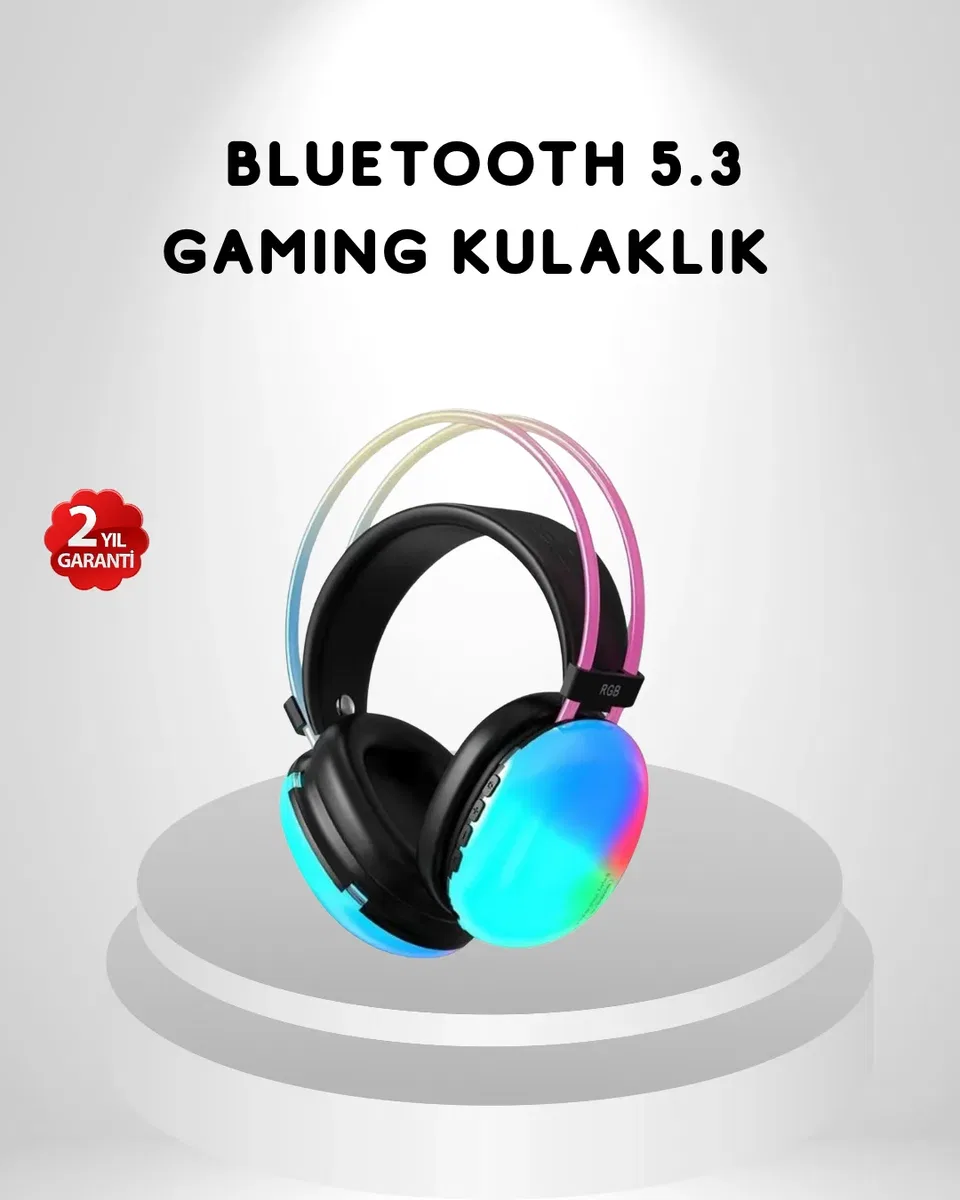 RGB Işıklı Kablosuz Kulaklık Bluetooth 5. 3 800mAh Ergonomik IPX4 Dayanıklı