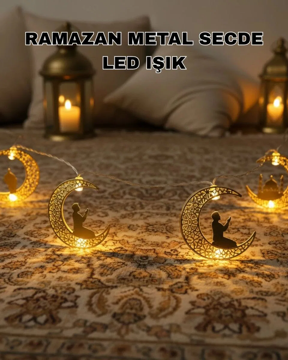Ramazan Ay Işığı Secde Eden Adam Silüetli Led Peri Işığı