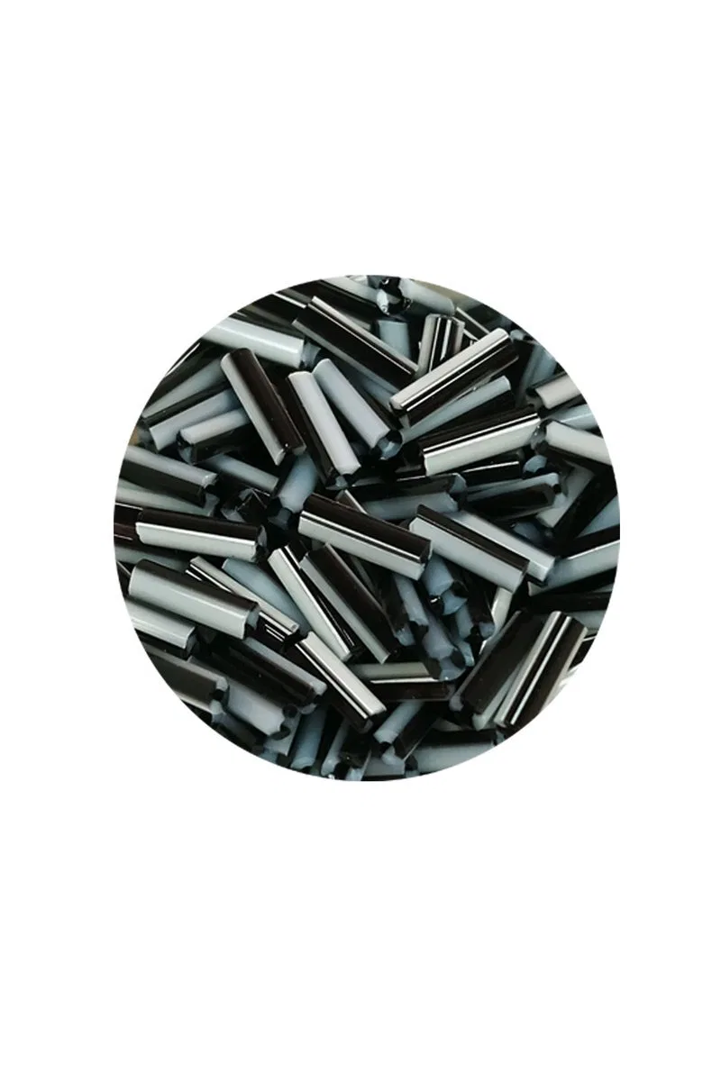 Uzun Boru Kesme Boncuk Çap 2mm Uzunluk 10 mm - 20 Gram - Siyah Beyaz - BNC251 görsel 2