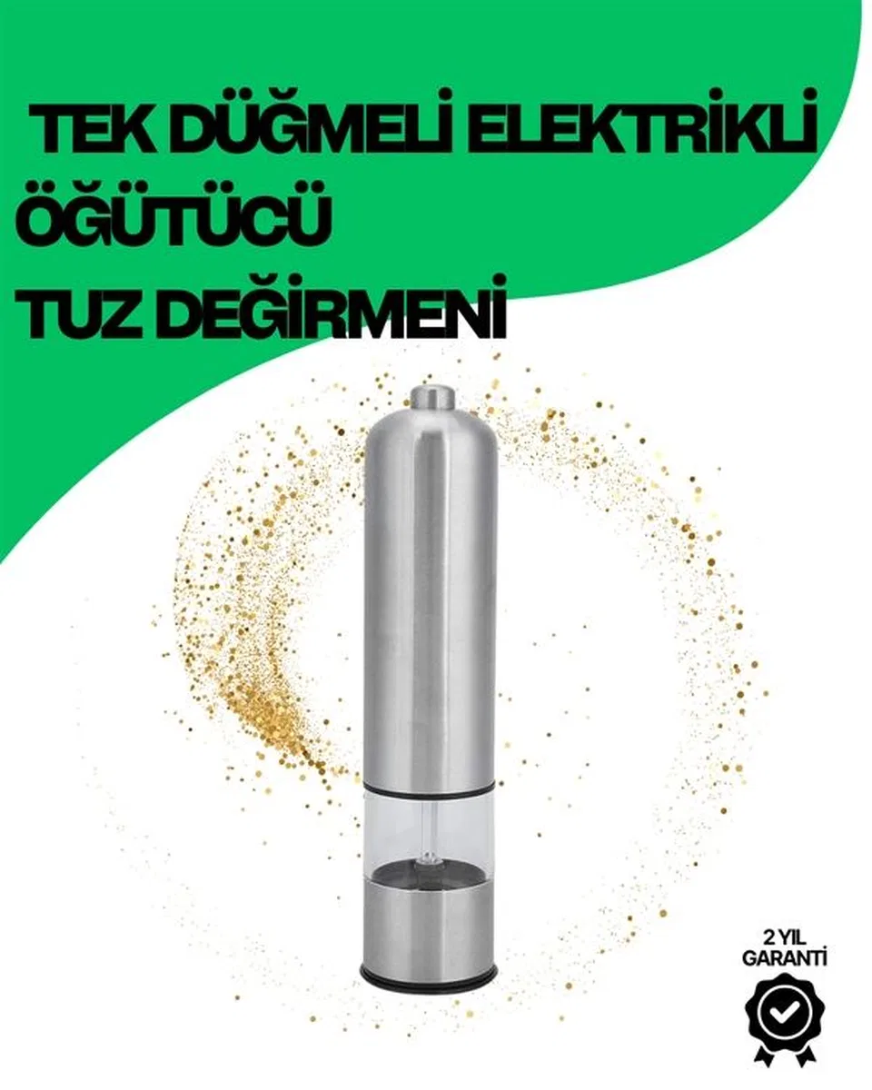 Şeffaf Hazneli Elektrikli Tuz Karabiber Öğütücü Pilli Taşınabilir Mutfak Aleti