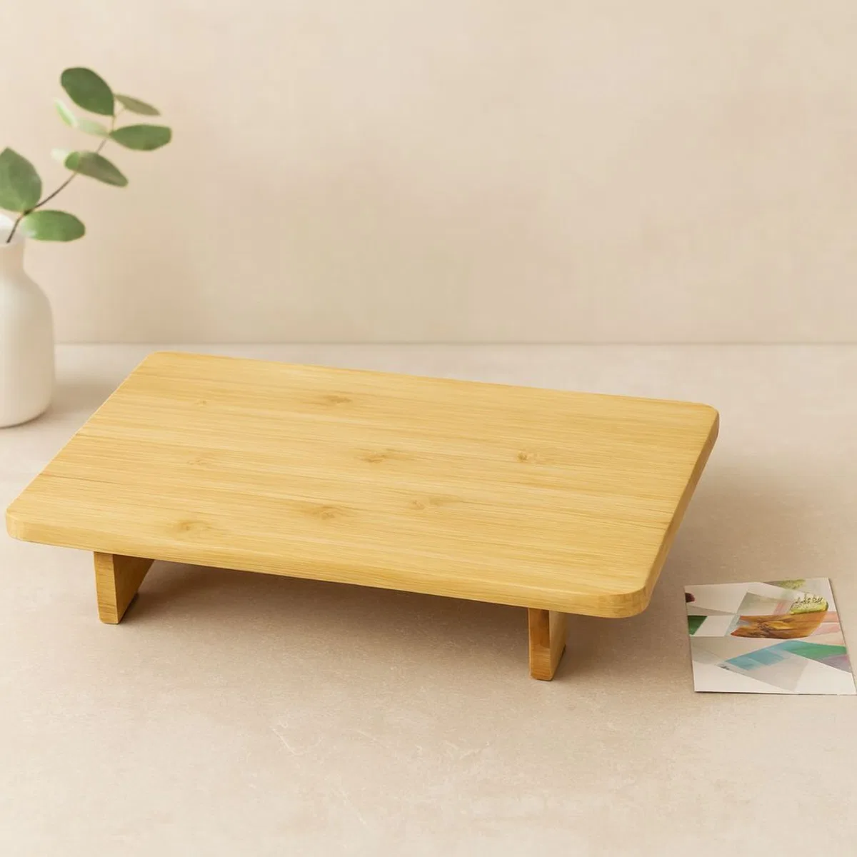 Bambu Ahşap Dikdörtgen Sunum Panosu 32. 5x21. 5 cm Ayaklı 5 cm