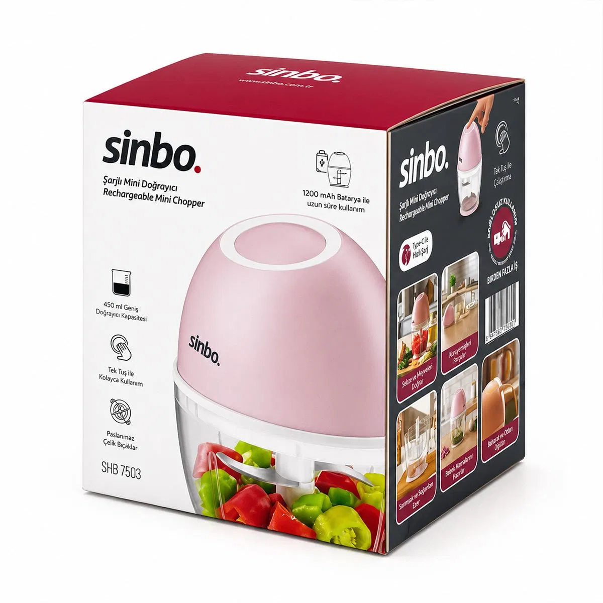 Şarjlı Mini Doğrayıcı Blender 450 ml görsel 3