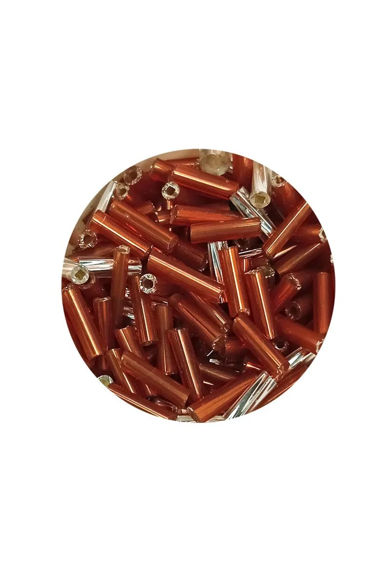 Uzun Boru Kesme Boncuk Çap 2mm Uzunluk 10 mm - 60 Gram - Kahverengi Gümüş - BNC301 görsel 2