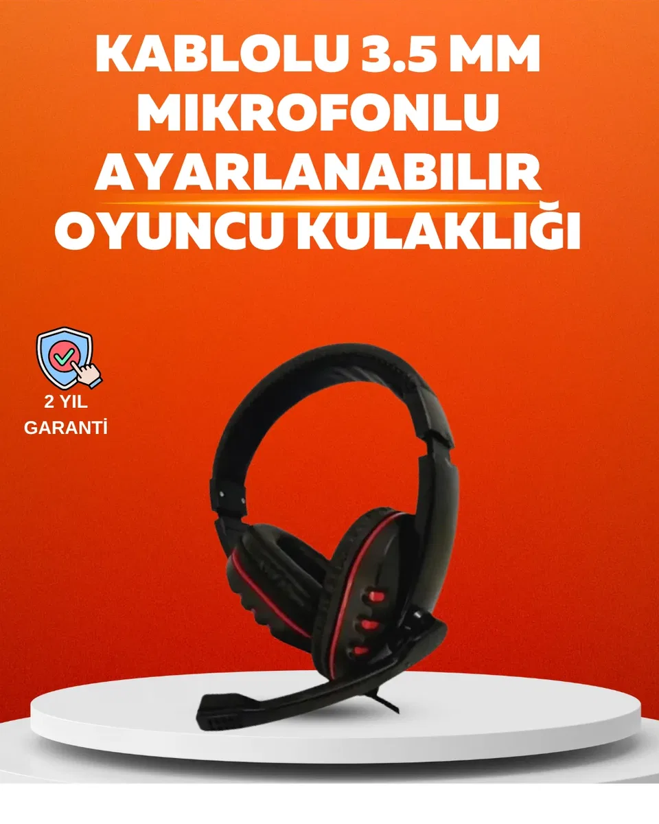 Stereo KırmızıKulaklığı Yumuşak Pedli Mikrofonlu