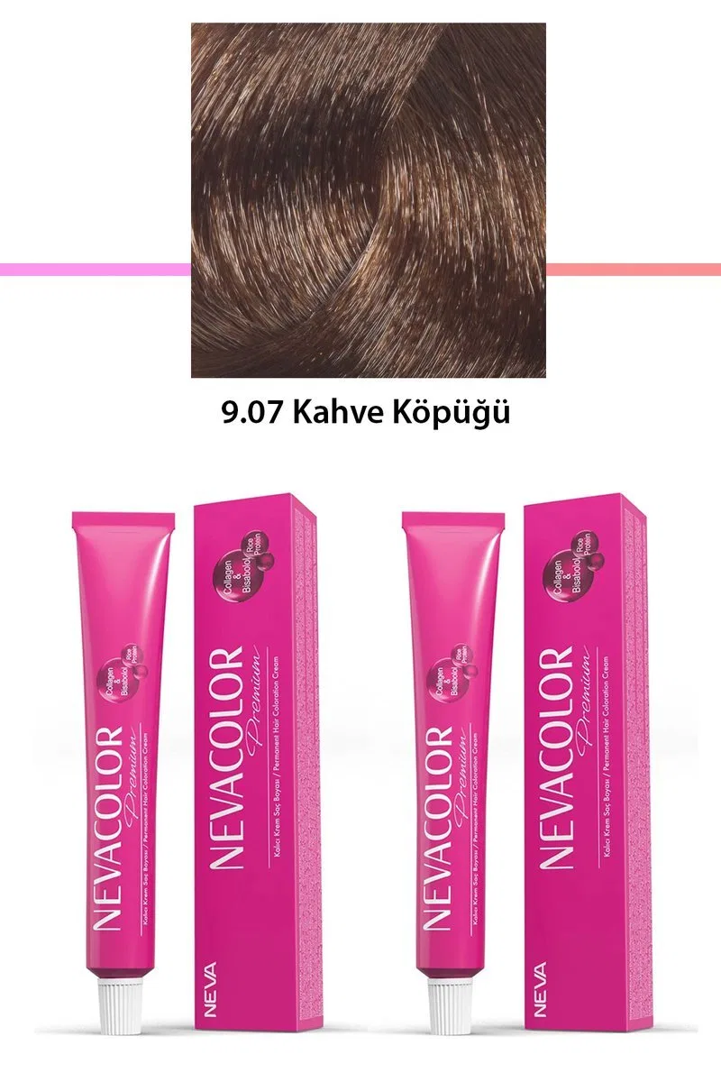 2 li Set Premium 9. 07 Kahve Köpüğü - Kalıcı Krem Saç Boyası 2 X 50 g Tüp