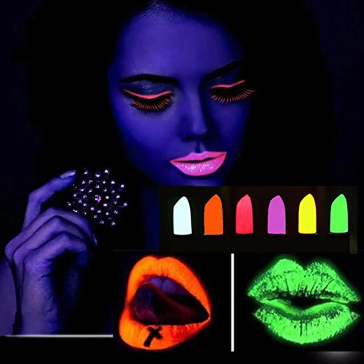 Glowpaint 6’lı Neon Boya – Uv Işıkta Parlayan Makyaj Seti görsel 3