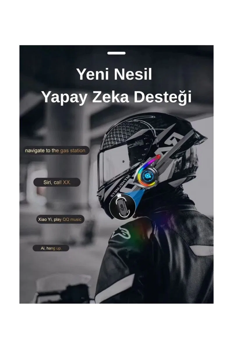 Y21 Rgb Işık Efektli Intercom Bluetooth Motosiklet Kask Kulaklığı Intercom Kulaklık görsel 2