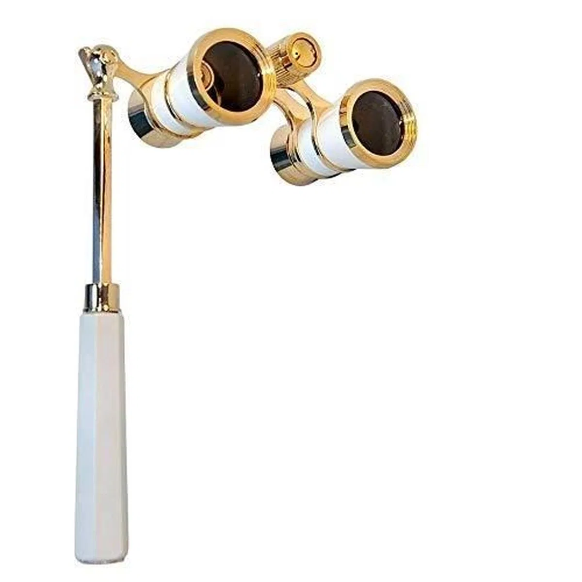 Nefis Işlemeli, Tiyatro / Opera Dürbünü 3x25 Prinç Metal Kaplamalı Retro Beyaz görsel 2
