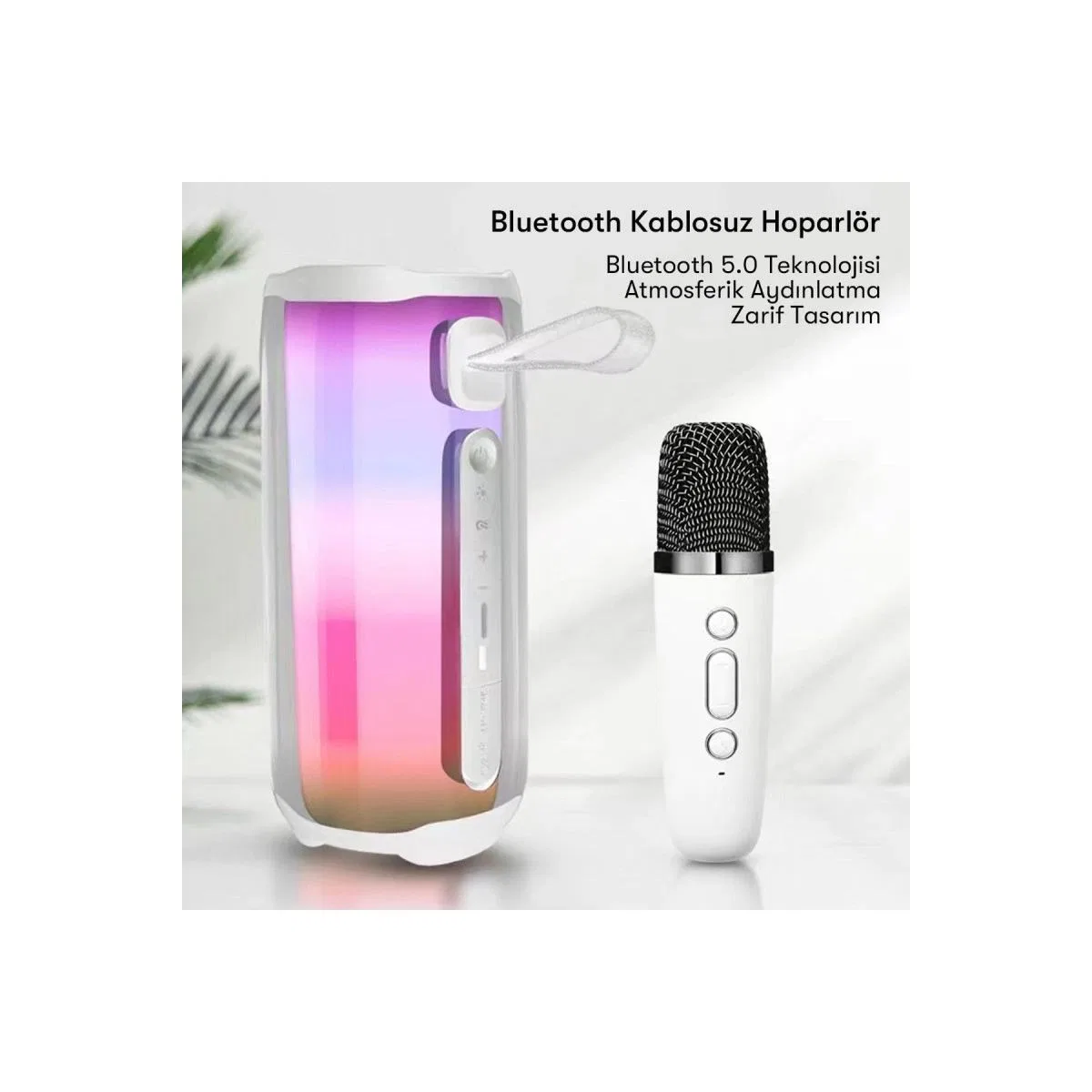 Pluse 5 Mikrofonlu Rgb Kablosuz Hoparlör - Siyah görsel 4