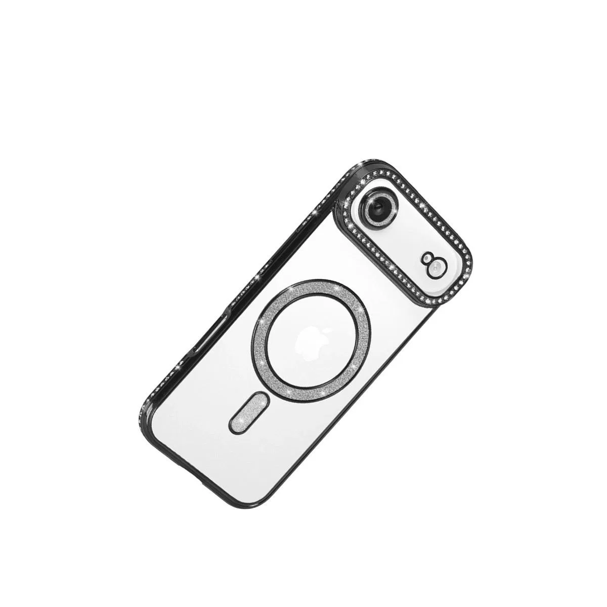 Apple İphone 17 Air Joke Simli Magneticsafe Kılıf - Siyah görsel 4
