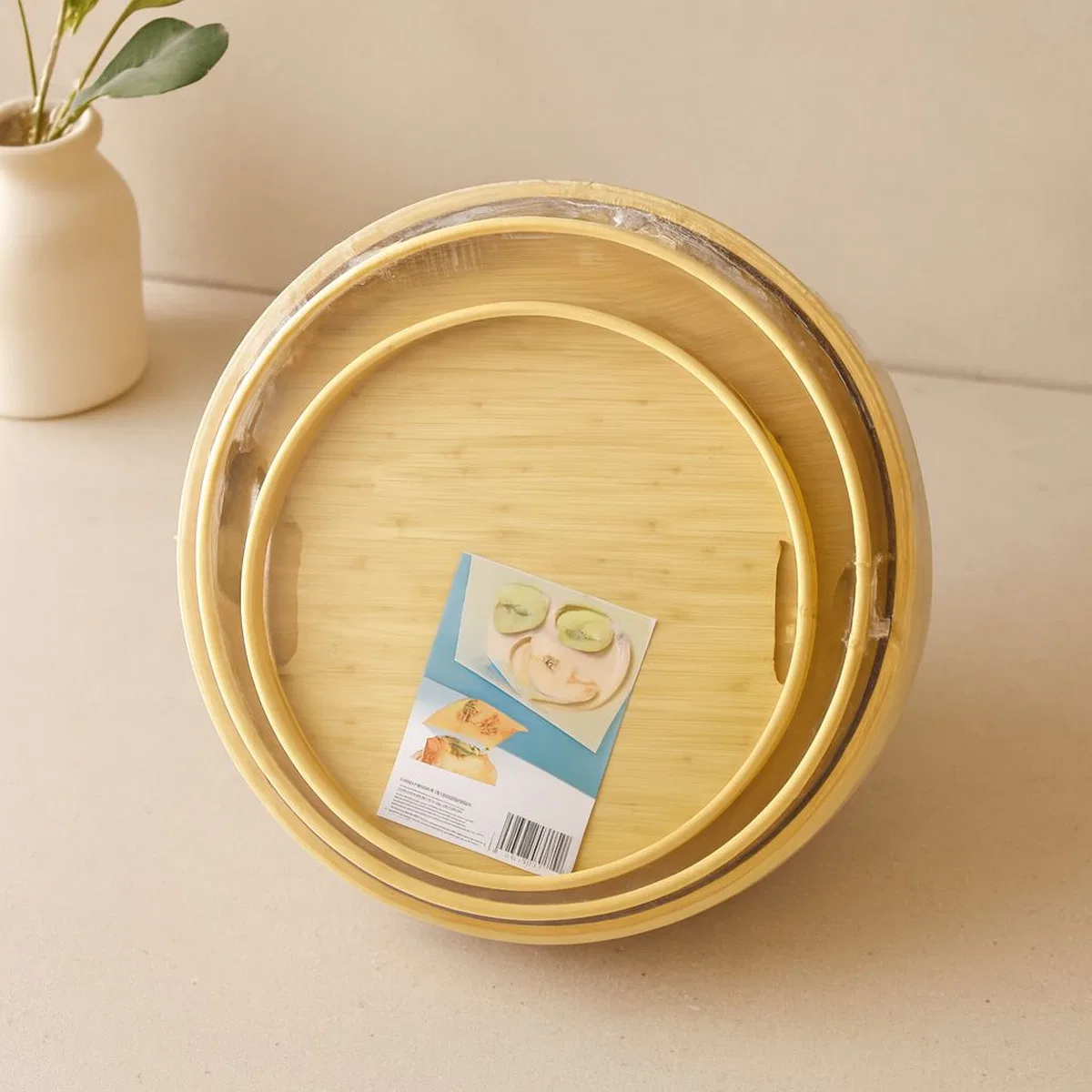 Bambu Ahşap Yuvarlak Tepsi Seti 30/35/38 cm (3'lü)