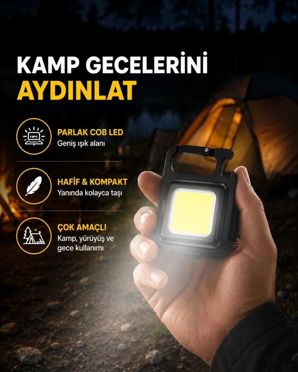 Usb Type-c Şarjlı Mini Fener – Manyetik, Katlanabilir Ve Şişe Açacaklı Tasarım Yeni Nesil