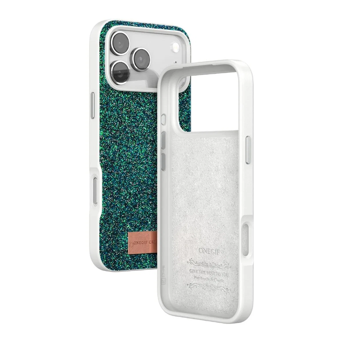 Onegif Apple İphone 17 Pro Bright Simli Kapak - Koyu Yeşil görsel 3