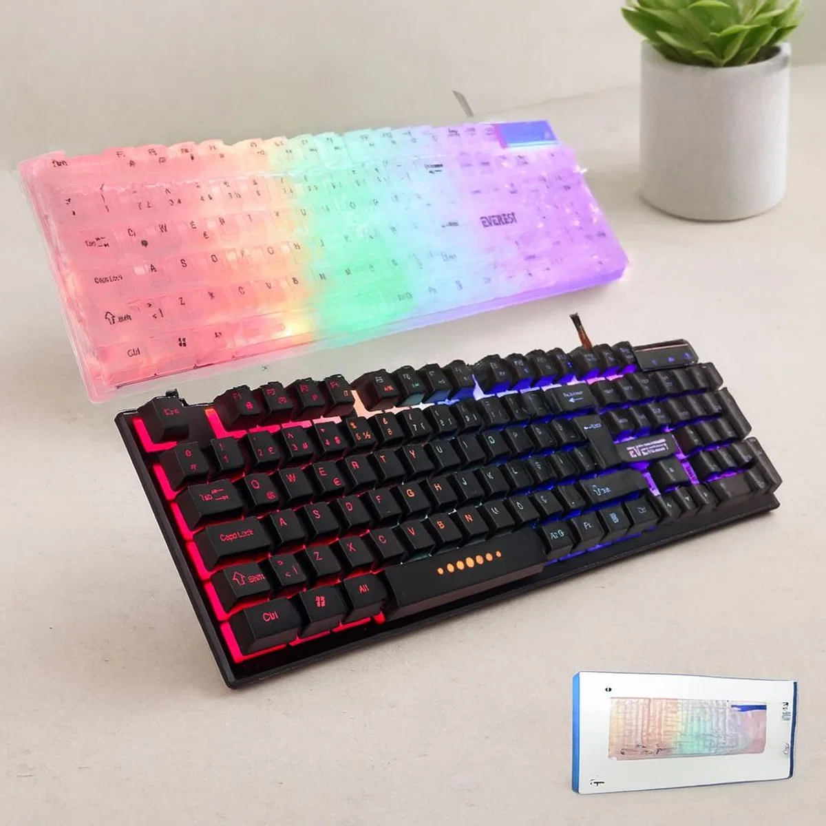 Oyuncu Klavye USB Kablolu Gökkuşağı Işıklı (155 cm)