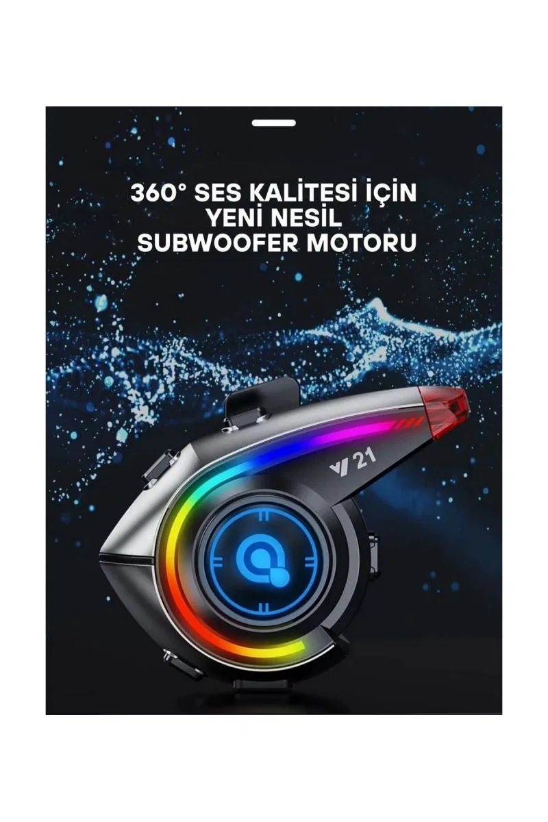 Y21 Rgb Işık Efektli Intercom Bluetooth Motosiklet Kask Kulaklığı Intercom Kulaklık görsel 4