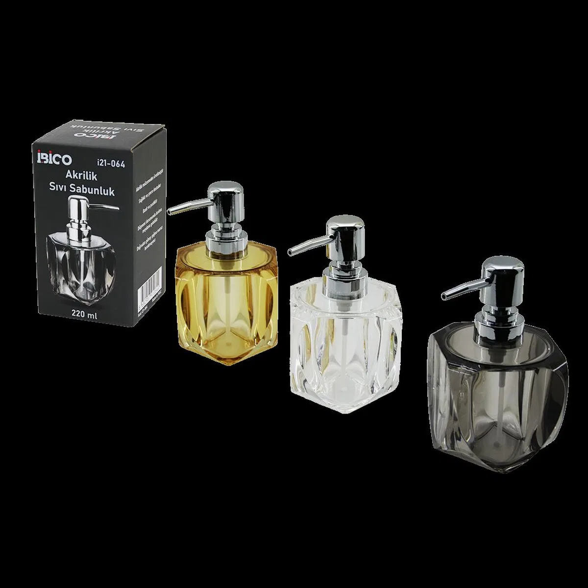 220 ml Akrilik/Mika Sıvı Sabunluk (Şeffaf ve Renkli) görsel 2