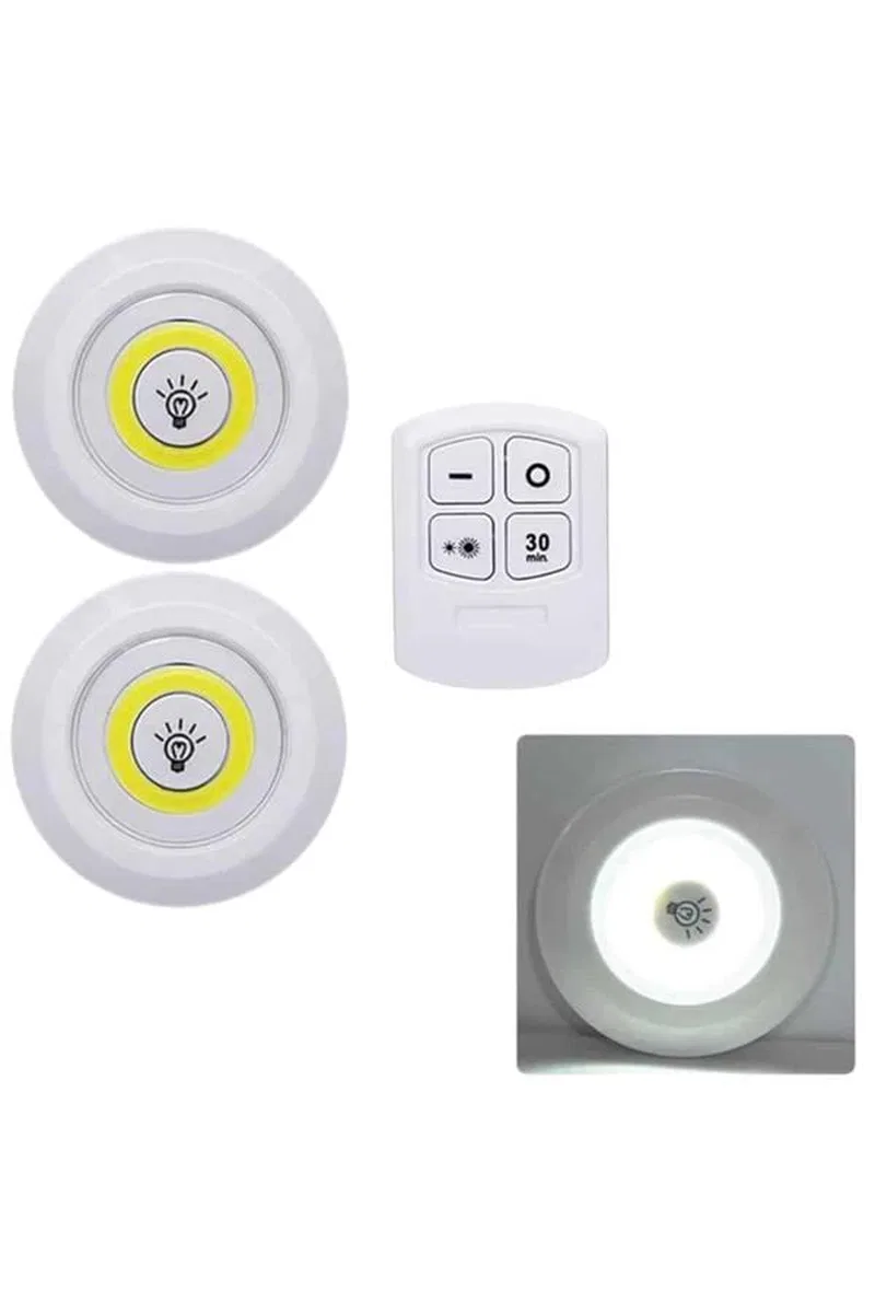 Led Lamba 3'lü Uzaktan Kumandalı Yapışkanlı görsel 5