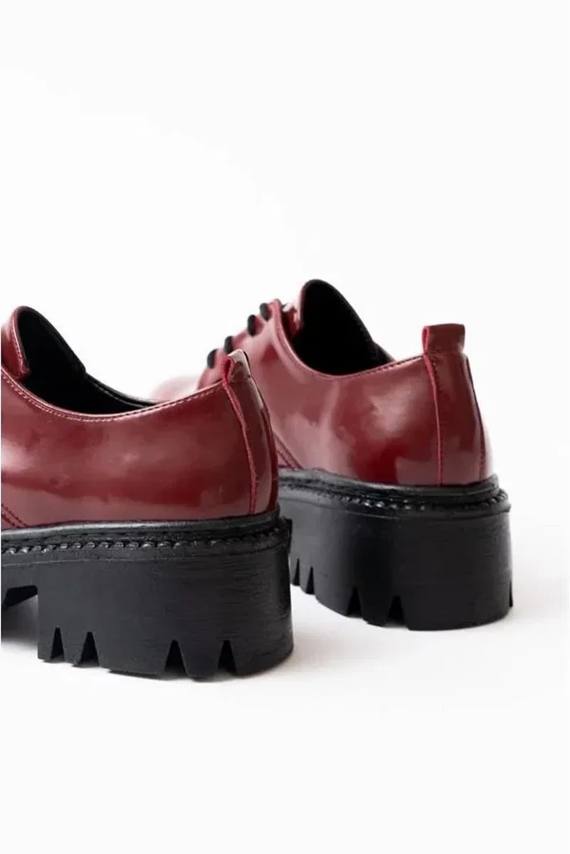Kadın Rugan Loafer Ayakkabı Ayakkabı Bağcıklı Stabil Tabanlı Yüksek Casual görsel 6