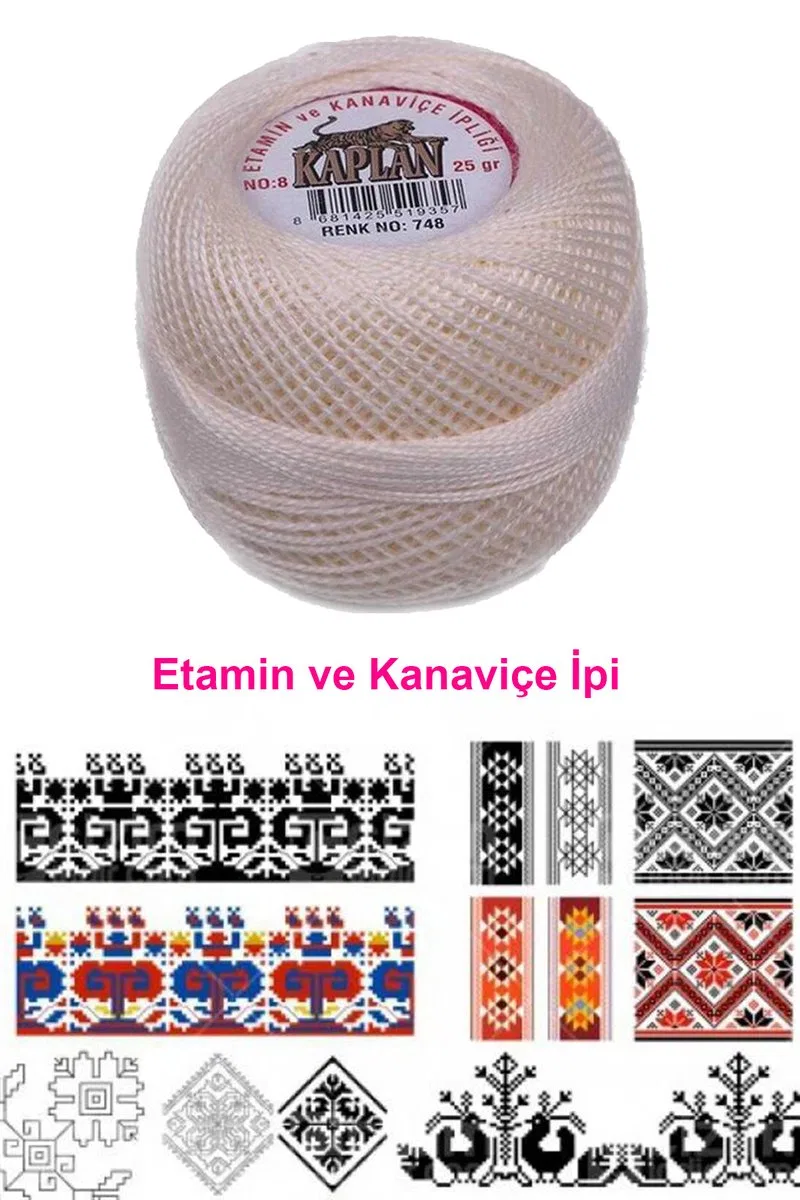 Kaplan Etamin Ve Kanaviçe İpi 8 No Kod/Renk: 748 - Royaleks görsel 2