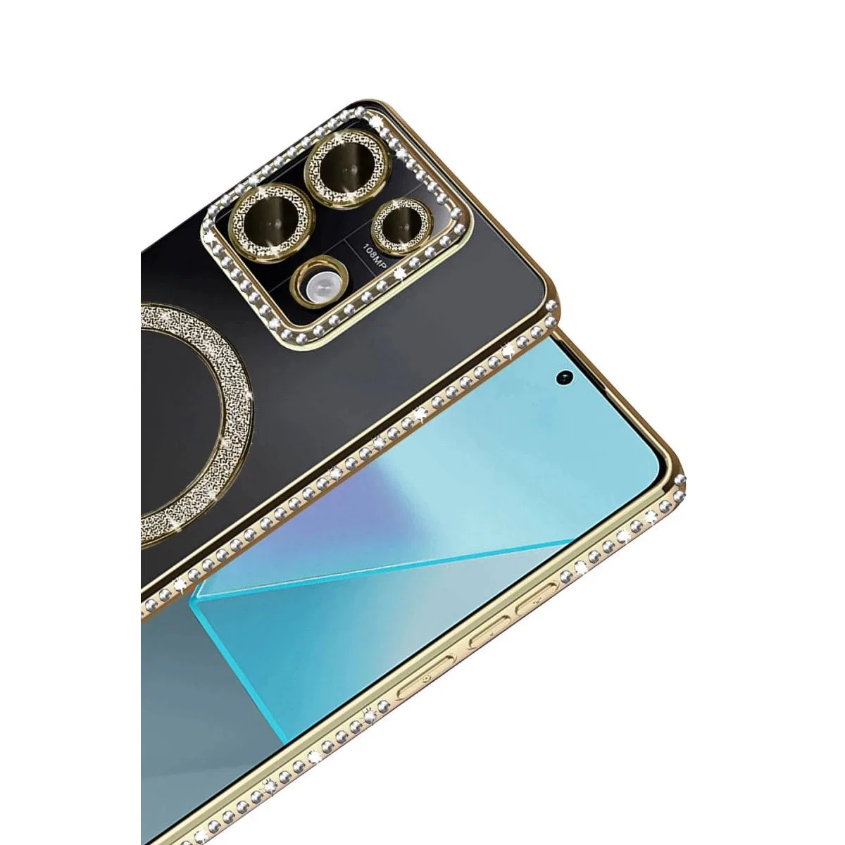 Xiaomi Redmi 13c Joke Simli Magneticsafe Kılıf - Gold görsel 4