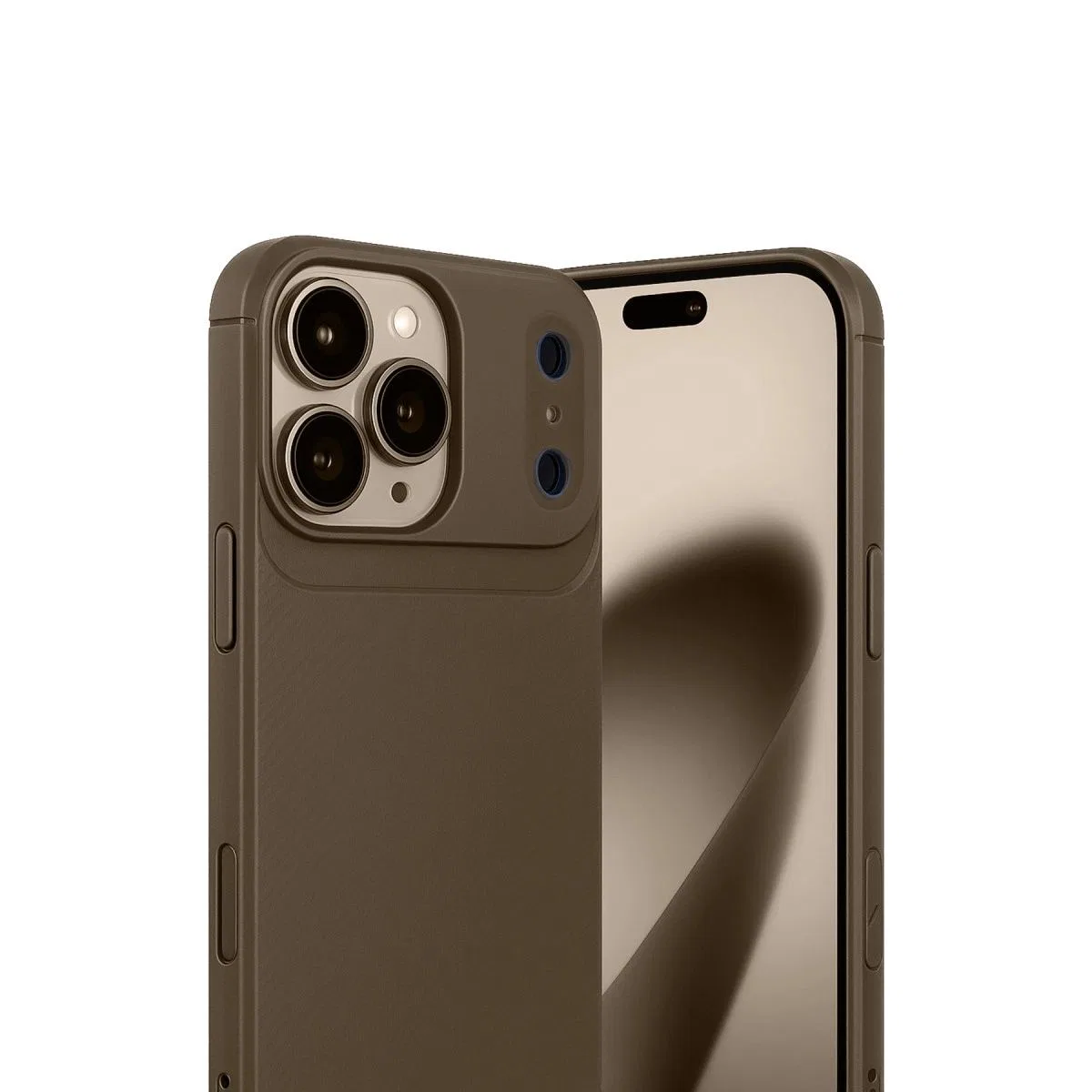Apple İphone 17 Pro Auto Focus Karbon Kapak - Kahverengi görsel 2