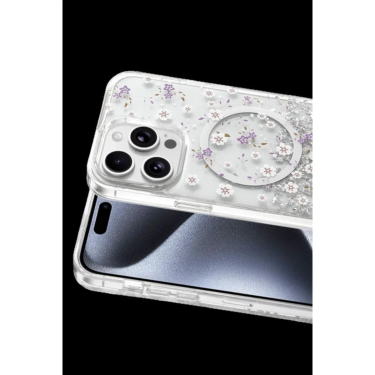 Onegif Apple İphone 15 Pro Max Misk Simli Magsafe Kapak - Desen 2 görsel 2