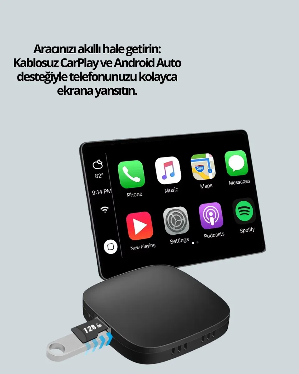 5. 8GHz WiFi Destekli Kablosuz Android Auto Dönüştürücü Yeni Nesil görsel 3