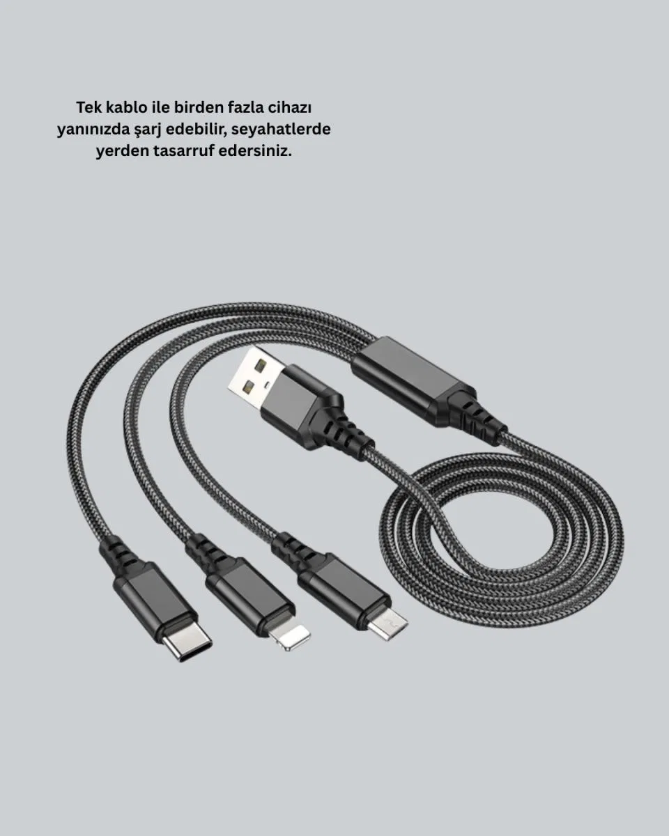 Çoklu Usb Şarj Kablosu – 1, 2m Hızlı Şarj, 3a Güçlü Akım görsel 5