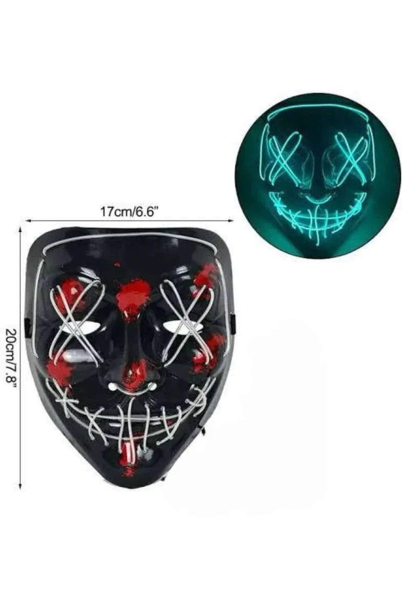 Hallowen Parti Maskesi Neon Led Işıklı Maske 3 Modlu Cadılar Bayramı Maskesi görsel 4