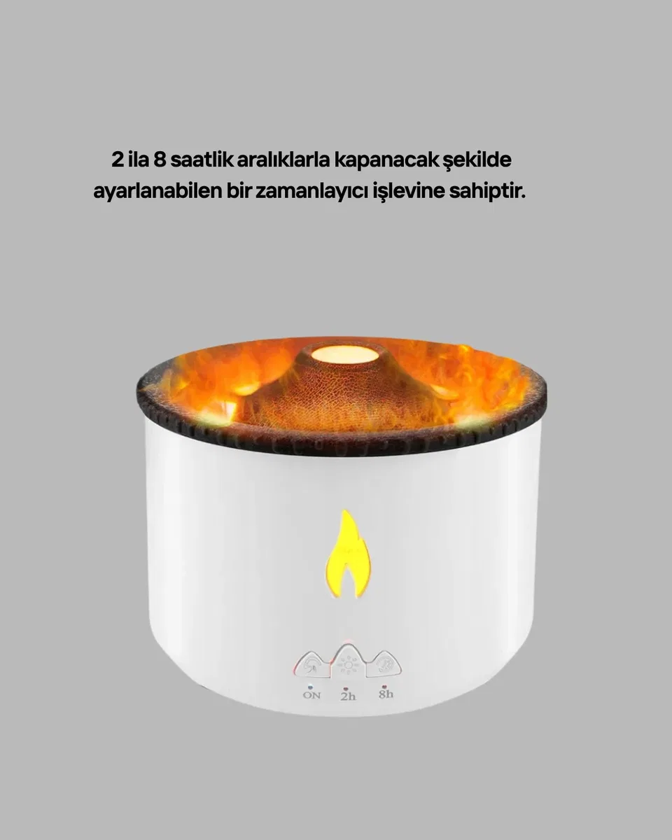 Alev Efektli Aromaterapi Difüzörü – 360 ml Su Hazneli, Sessiz ve Zaman Ayarlı Yeni Nesil görsel 4