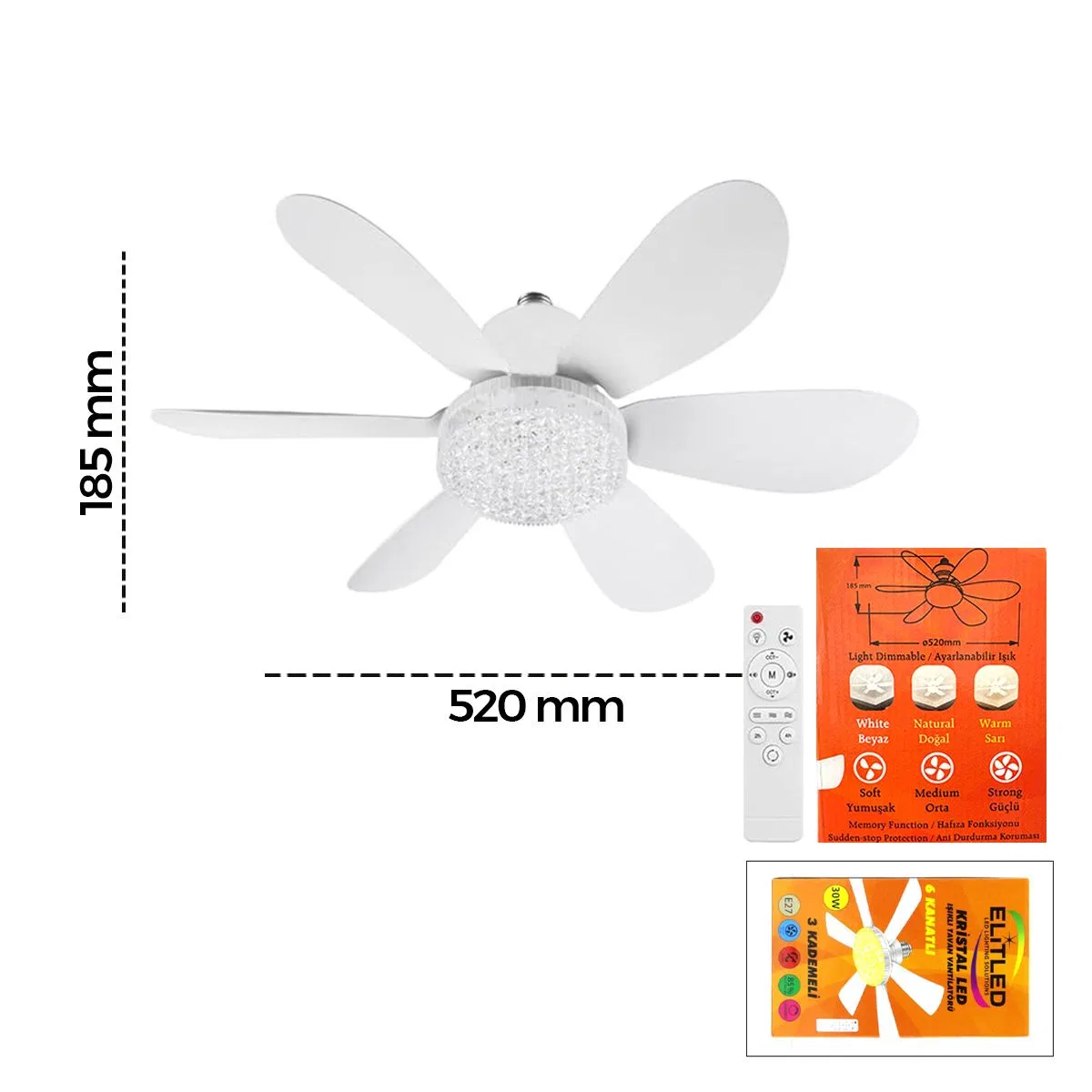 Kumandalı 2in1 LED Tavan Vantilatörlü Avize görsel 2