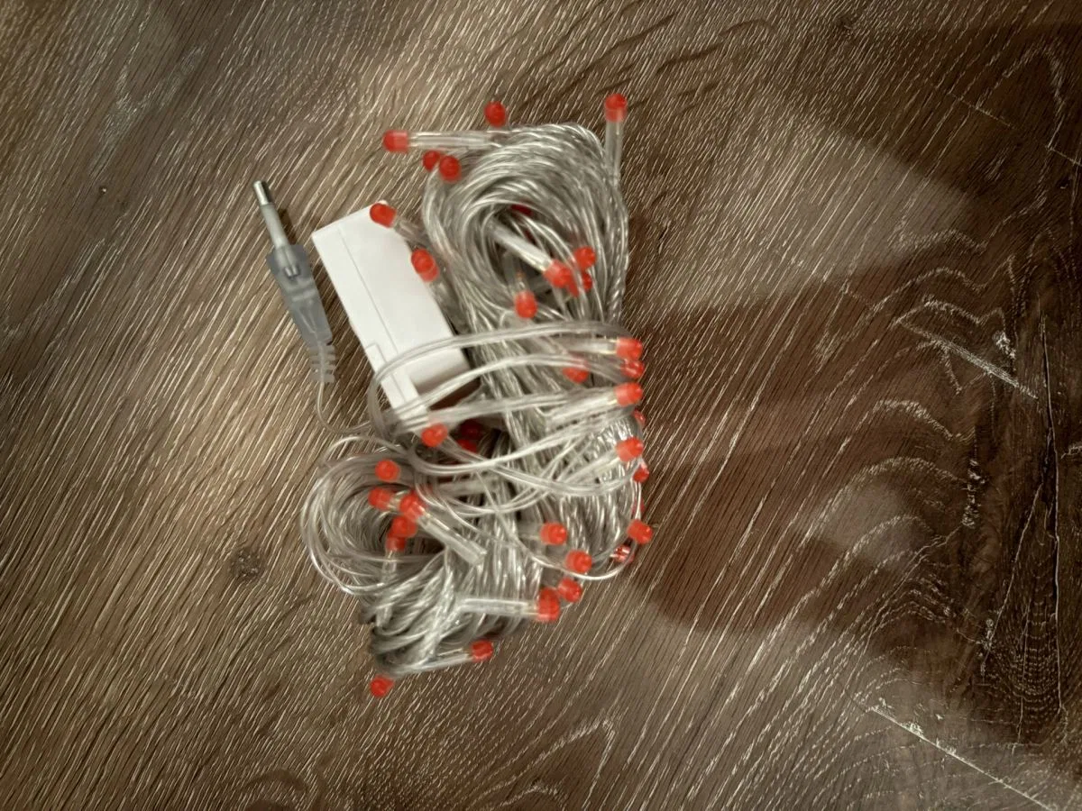 10m 100 Led Damla Uçlu Kırmızı Işık Şeffaf Kablo Mz-17-5 görsel 2