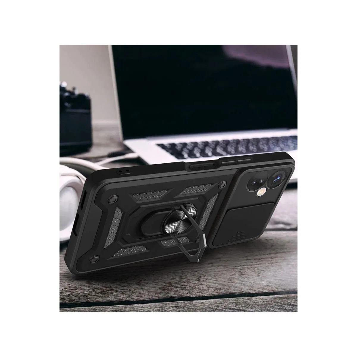 İnfinix Hot 30 5g Kılıf Pars Lens Yüzüklü Silikon - Yeşil görsel 4