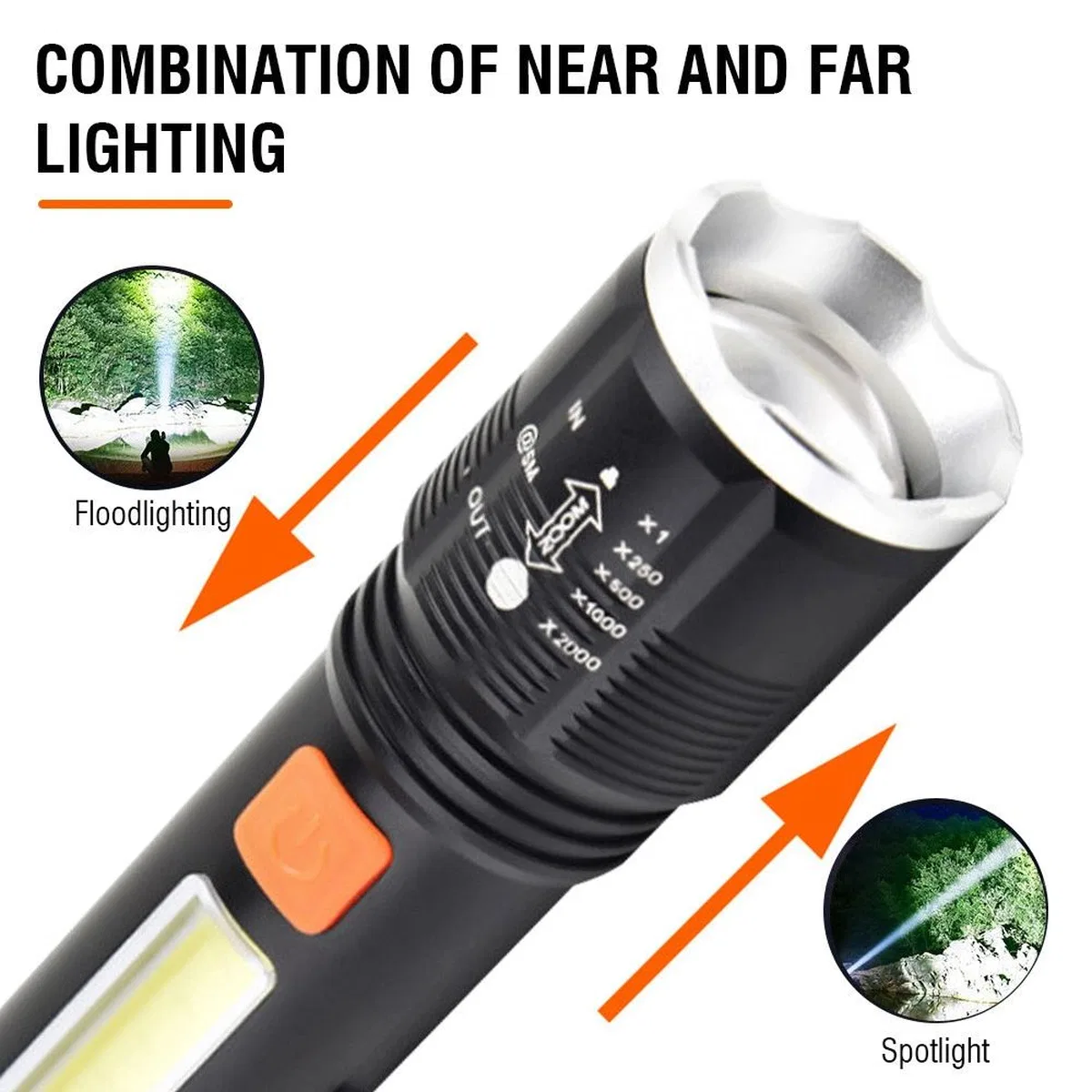Gold Orion Km-102 4 Modlu Tip-c Şarjlı Zoomlu Taktikal El Feneri görsel 8