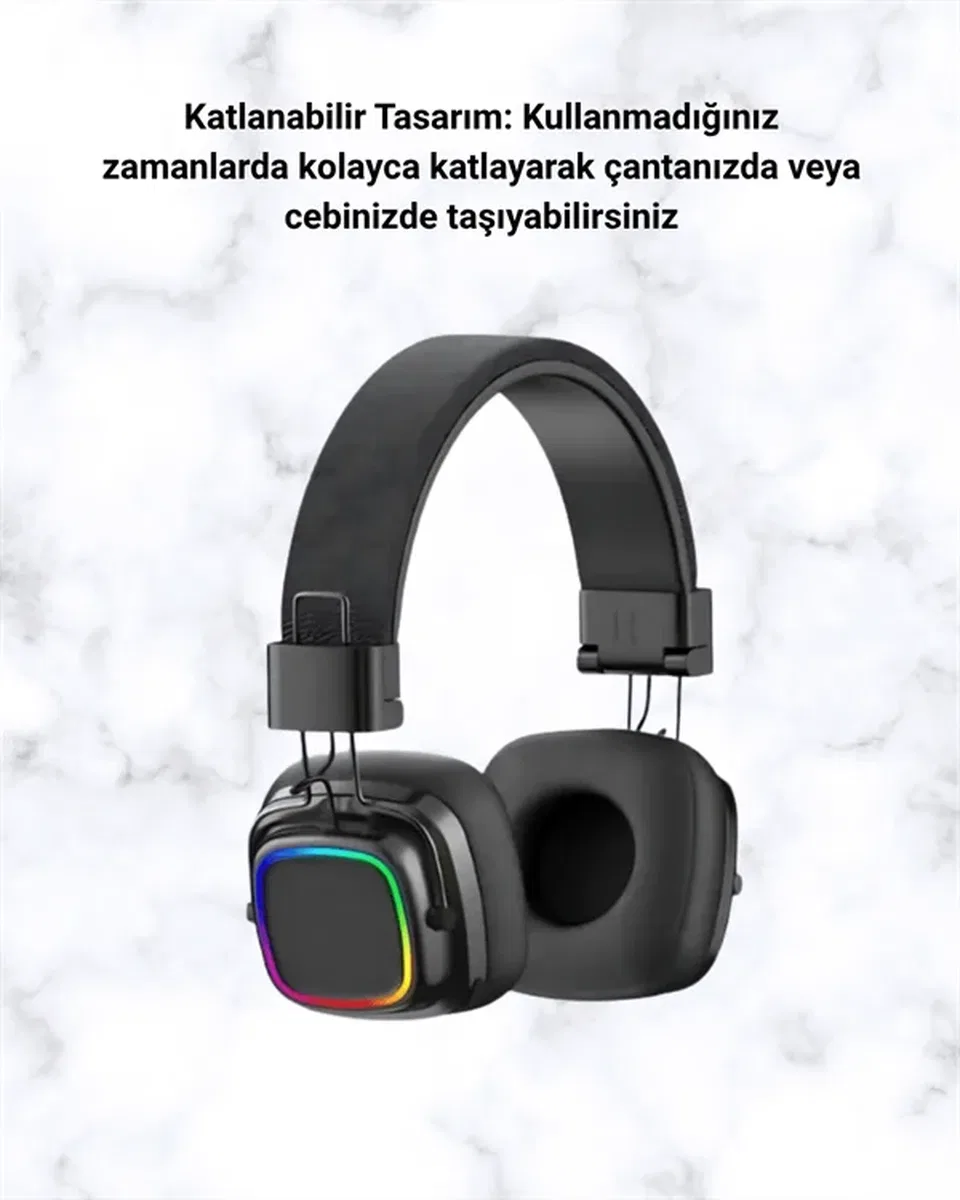 Renkli Işık Efektli Bluetooth 5. 3 Müzik Kulaklığı