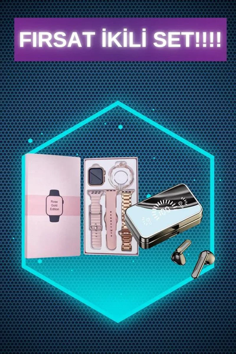 Bileklikli Amoled Ekran Akıllı Saat ve Dijital Göstergeli Kablosuz Bluetooth Kulaklık ANC/ ENC görsel 2