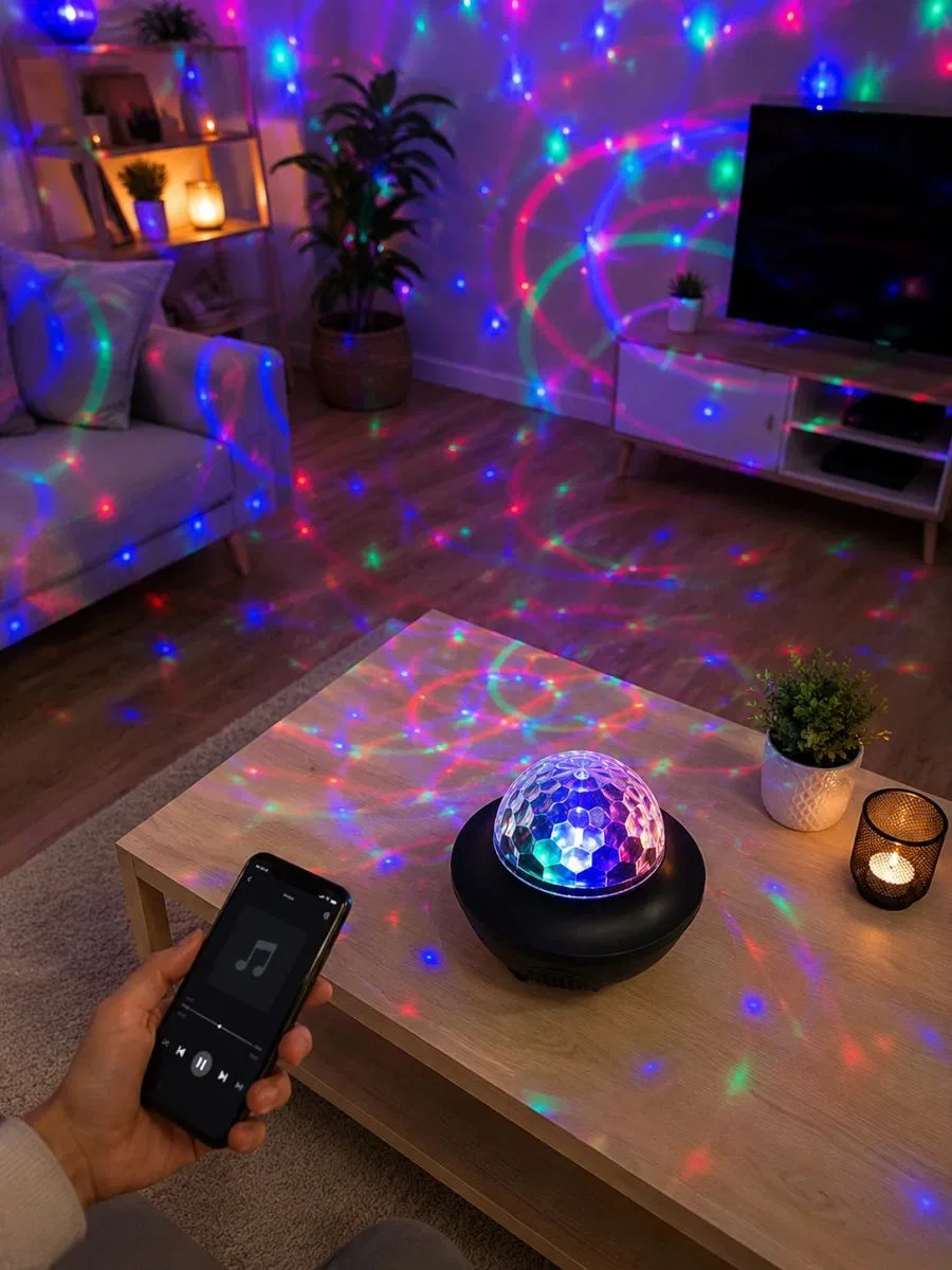 Bluetooth Müzikli Disko Işığı Rgb Parti Projektörü Dahili Hoparlör Usb Micro Sd Destekli görsel 2
