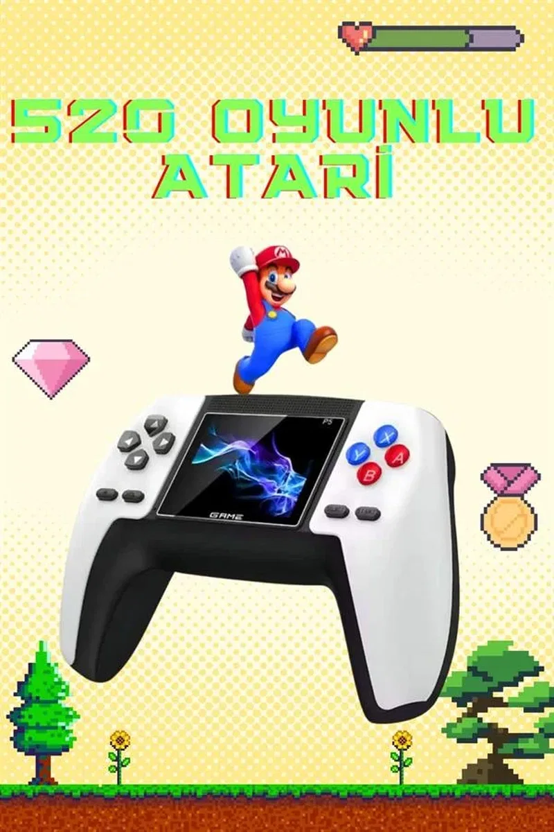 Retro Konsol P5 Uyumlu Taşınabilir 520 Oyunlu Kablosuz Game Stick görsel 2