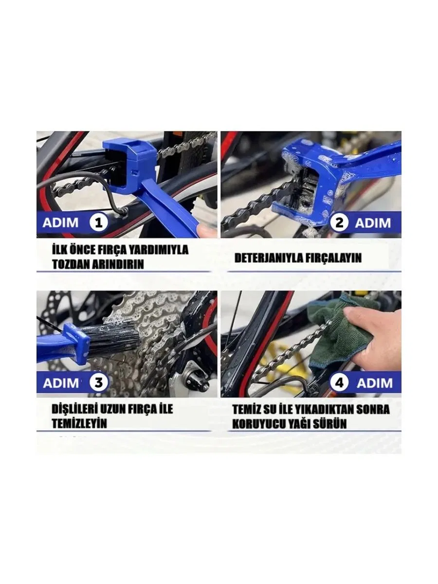 Motorsiklet Bisiklet Zinciri Temizleme Fırçası Çift Taraflı görsel 4